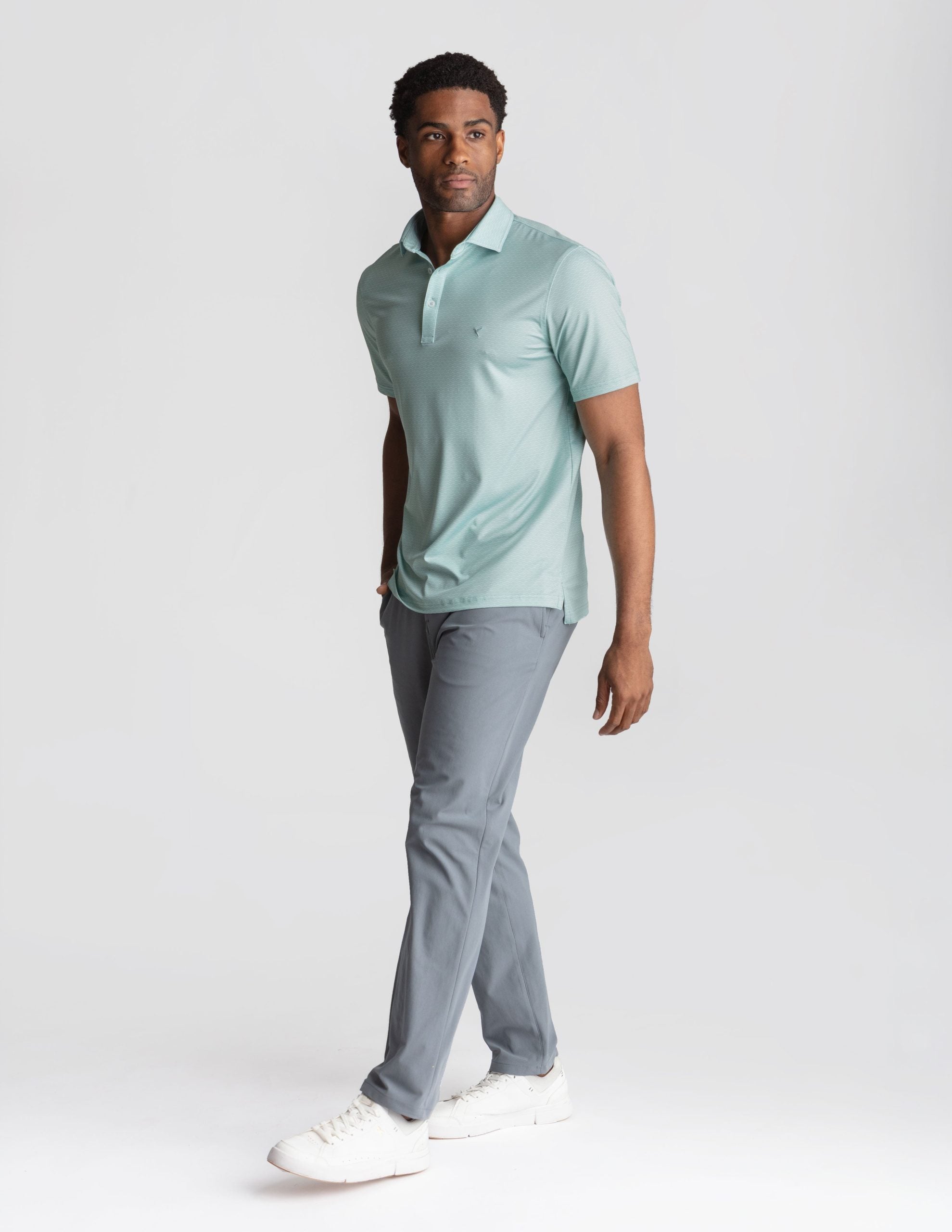NoFlop Golf Polo - Green Wave