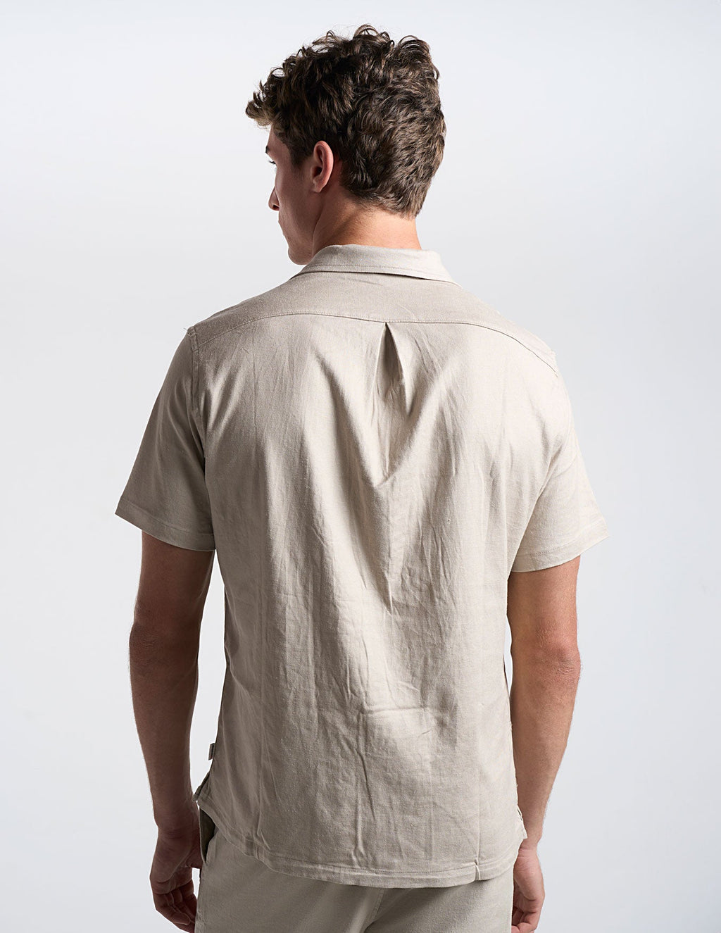 Tech Linen Camp Collar - Beige