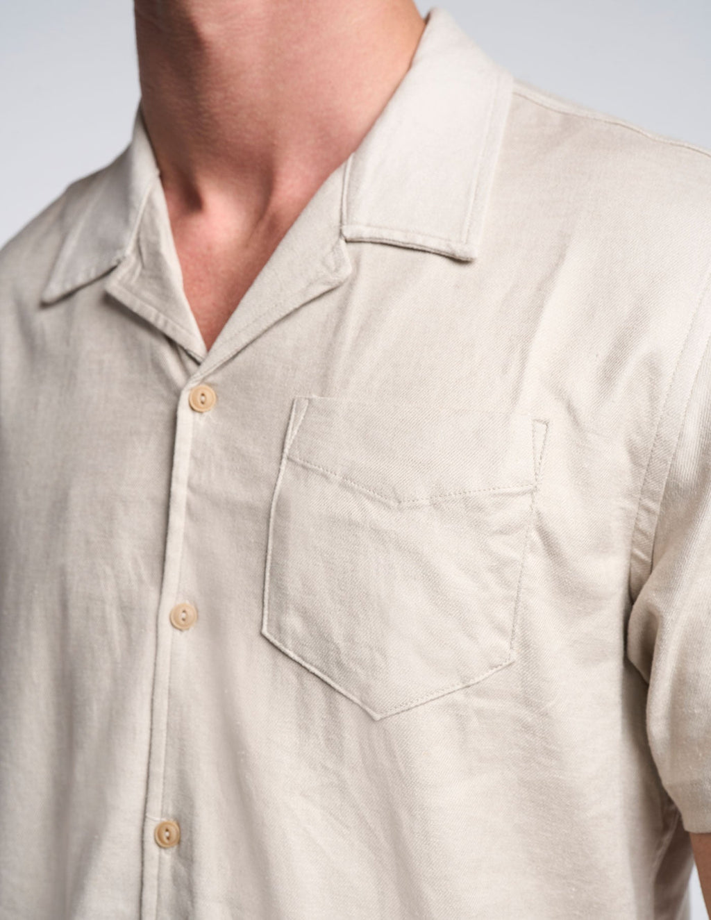 Tech Linen Camp Collar - Beige