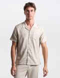 Tech Linen Camp Collar - Beige