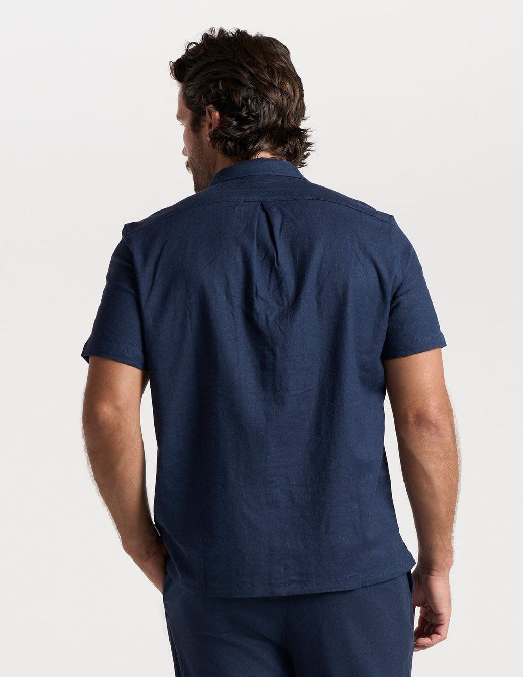Tech Linen Camp Collar - Navy