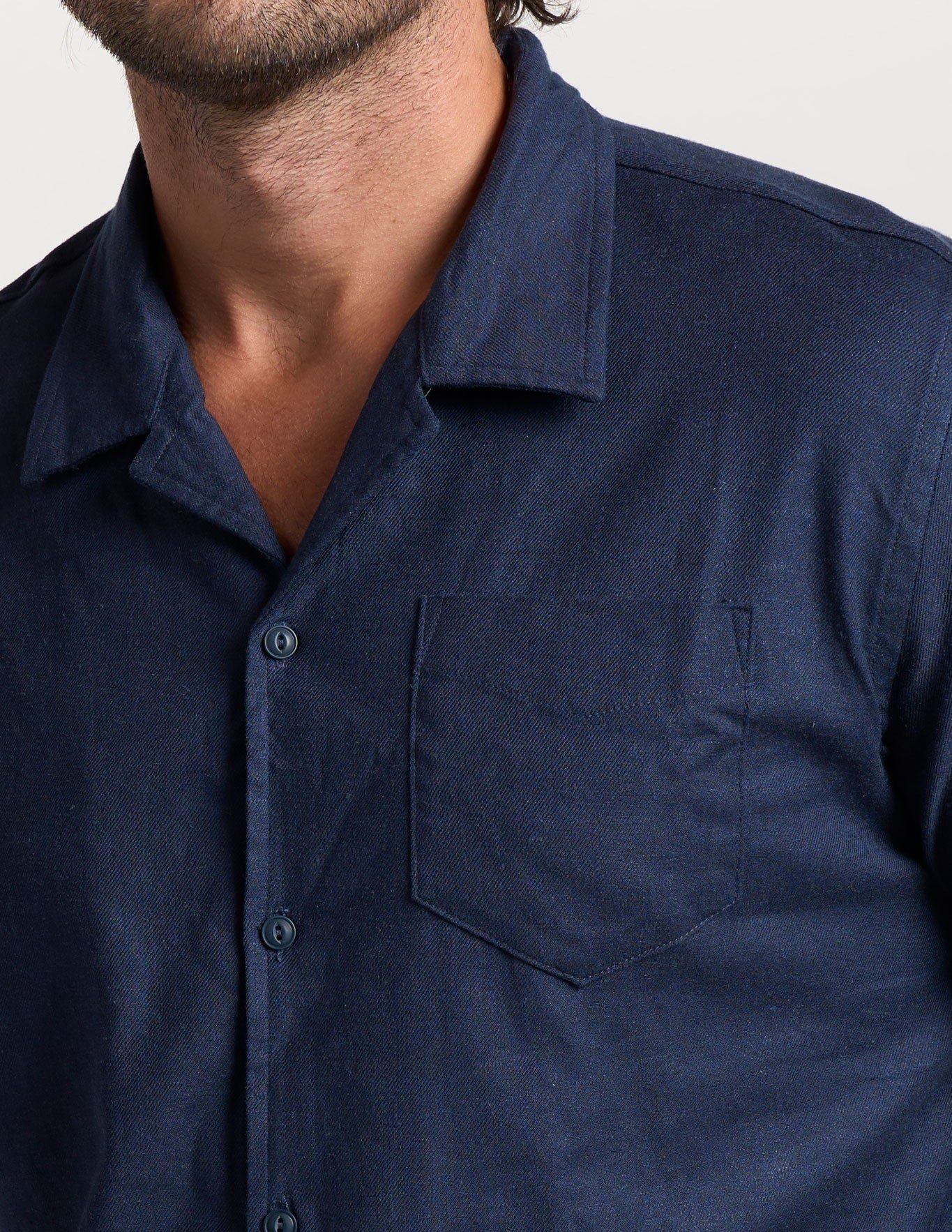 Tech Linen Camp Collar - Navy