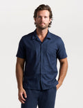 Tech Linen Camp Collar - Navy