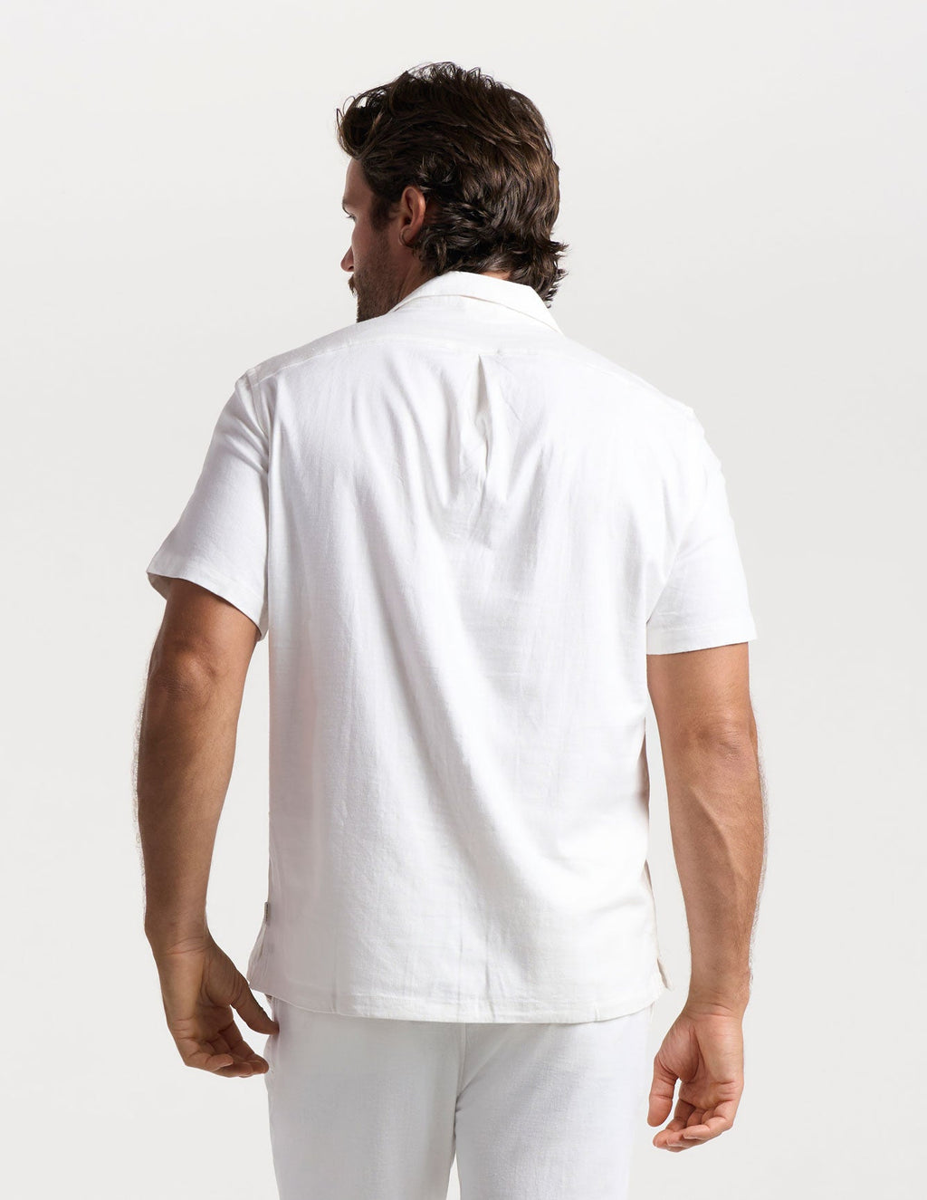 Tech Linen Camp Collar - White