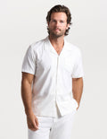 Tech Linen Camp Collar - White