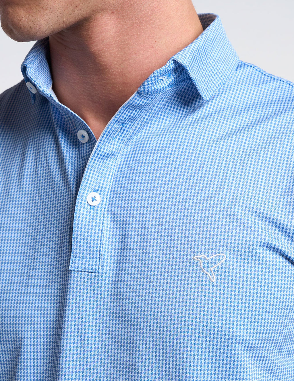 NoFlop Golf Polo - Blue Houndstooth