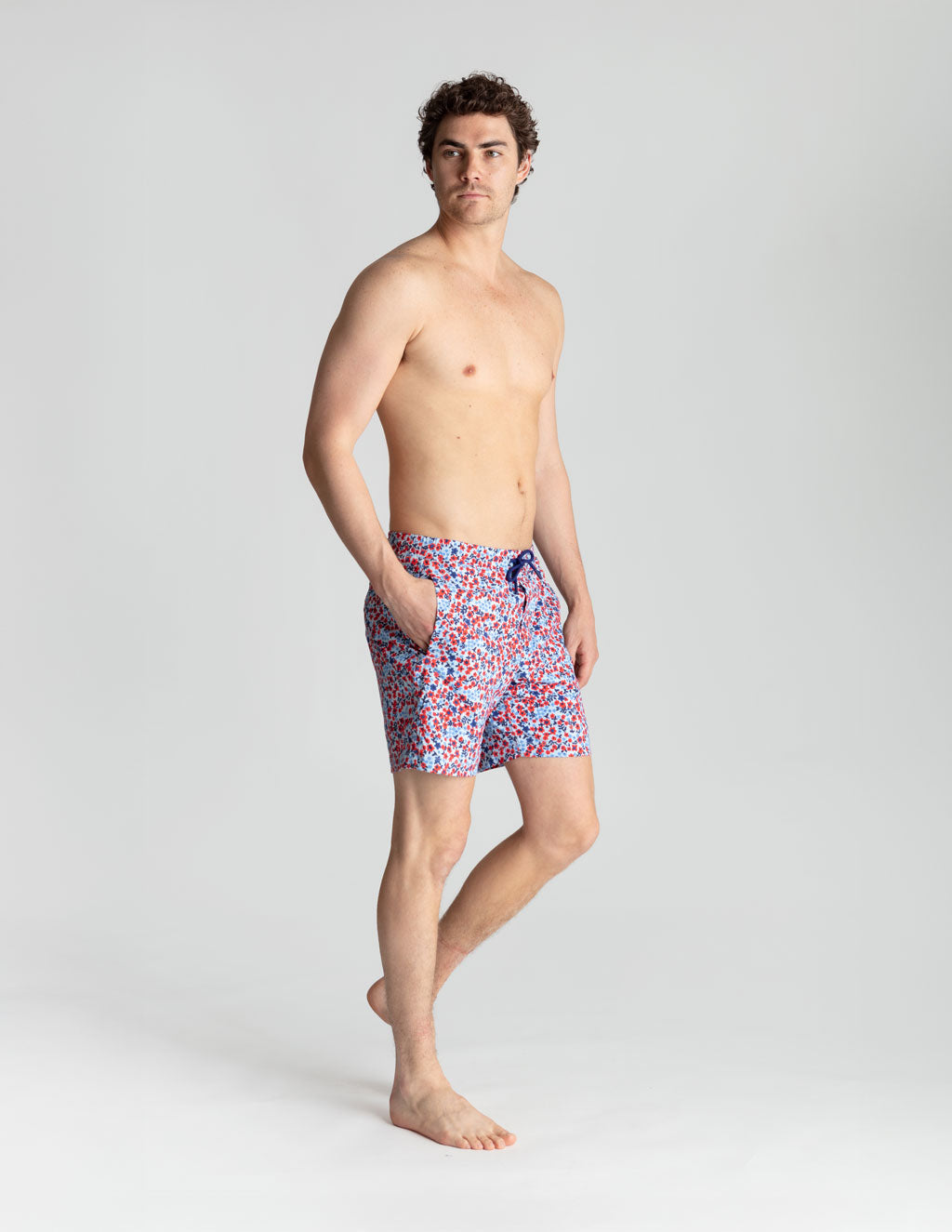 Swim Shorts - Blue &amp; Red Flower