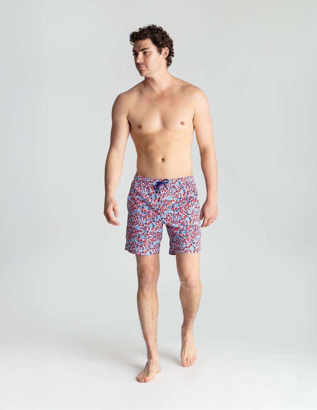 Swim Shorts - Blue &amp; Red Flower