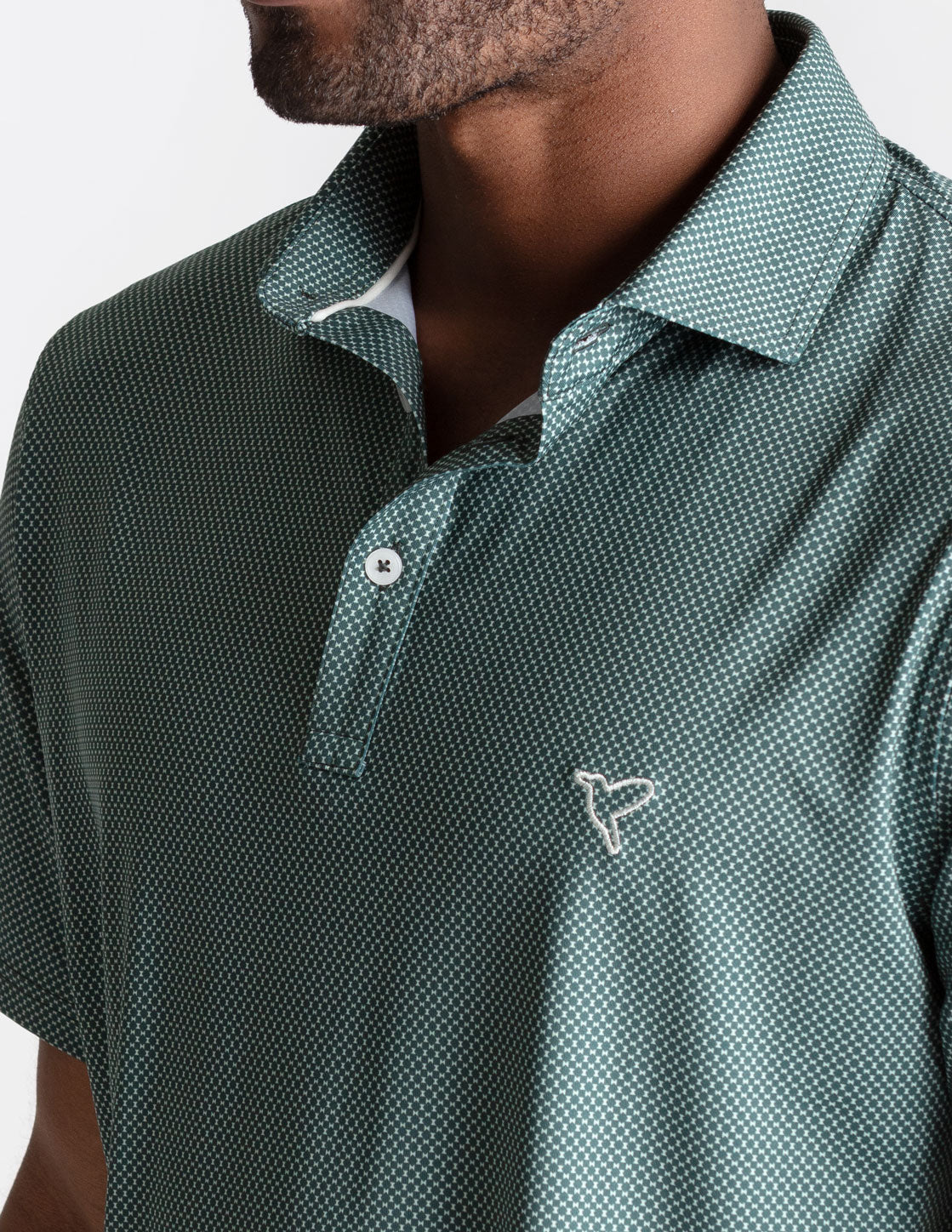 NoFlop Golf Polo - Dark Green Bowtie