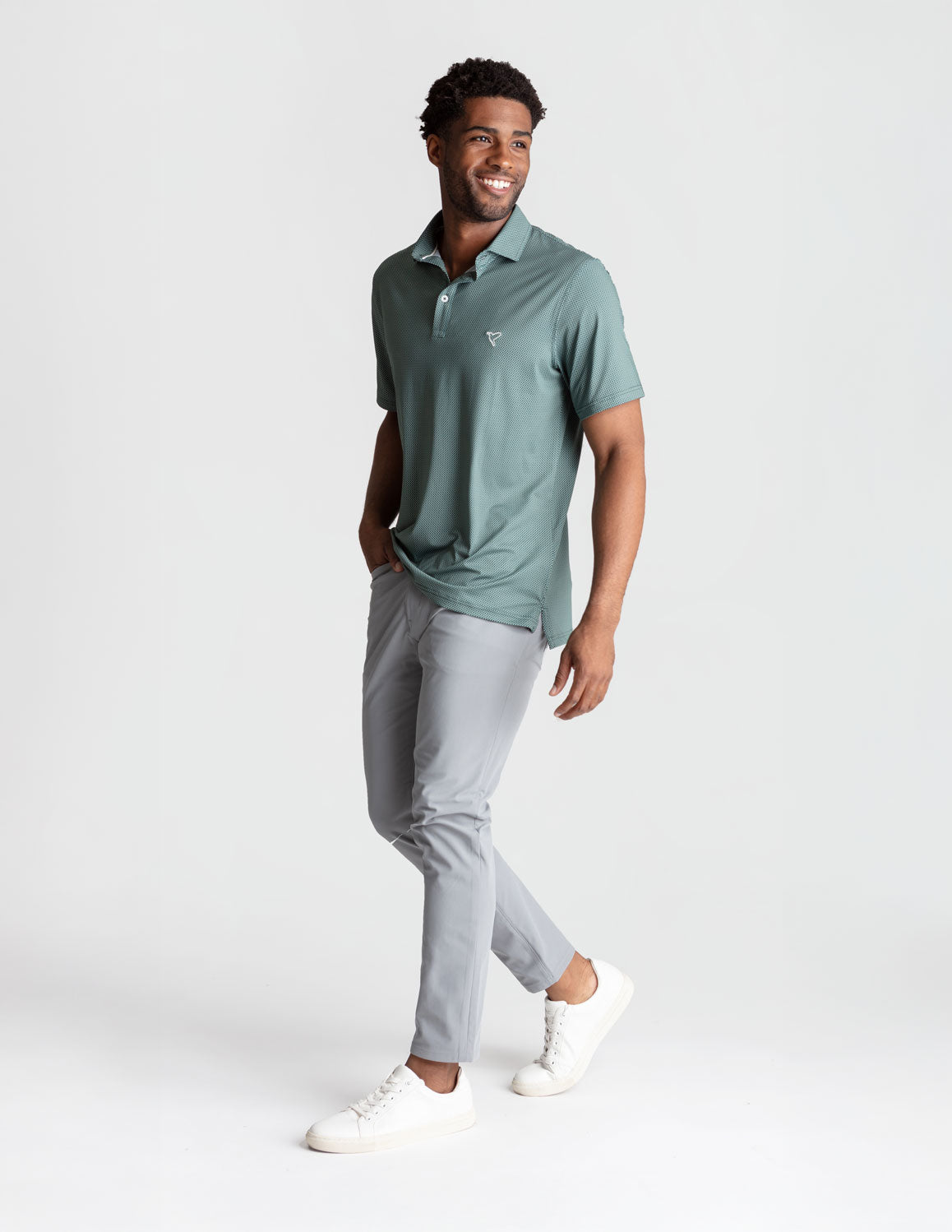 NoFlop Golf Polo - Dark Green Bowtie