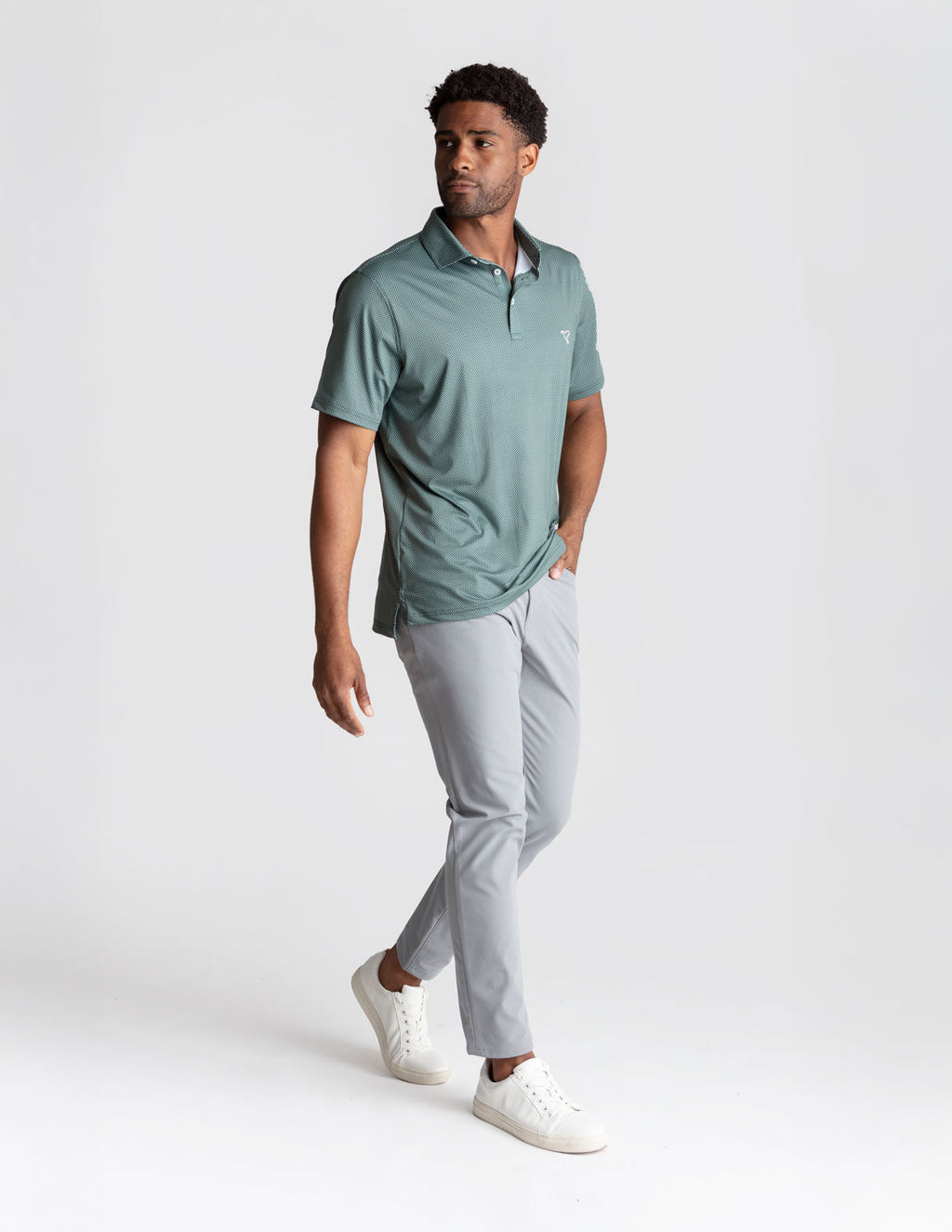 NoFlop Golf Polo - Dark Green Bowtie
