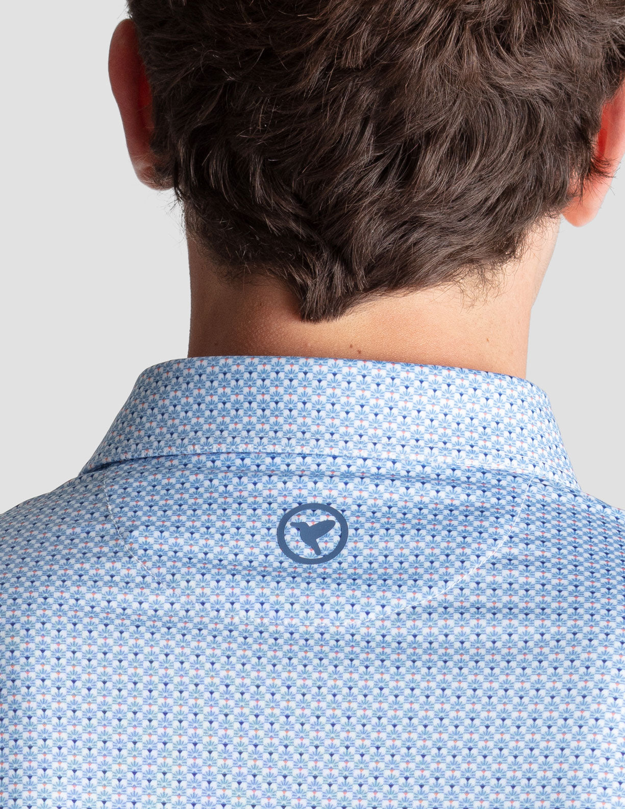 NoFlop Golf Polo - Blue &amp; White Fans