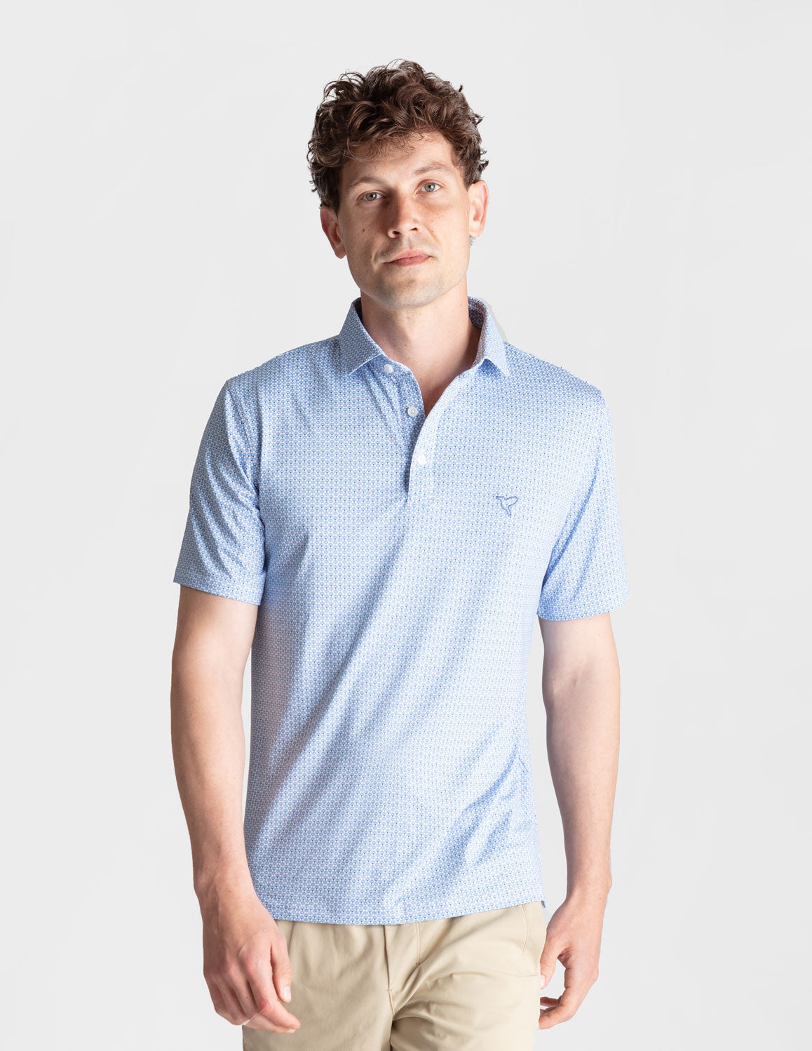 NoFlop Golf Polo - Blue &amp; White Fans