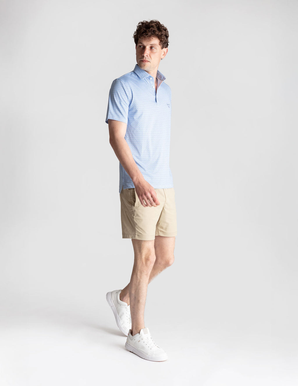 NoFlop Golf Polo - Blue &amp; White Fans